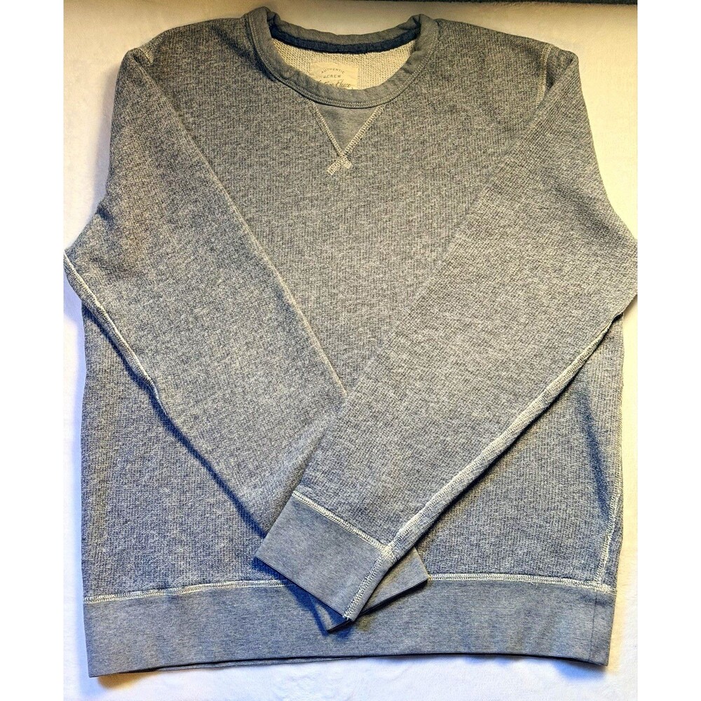 J.CREW Vintage Fleece Mens BlueGray Crewneck Pullover Sweatshirt Cotton L Ribbed